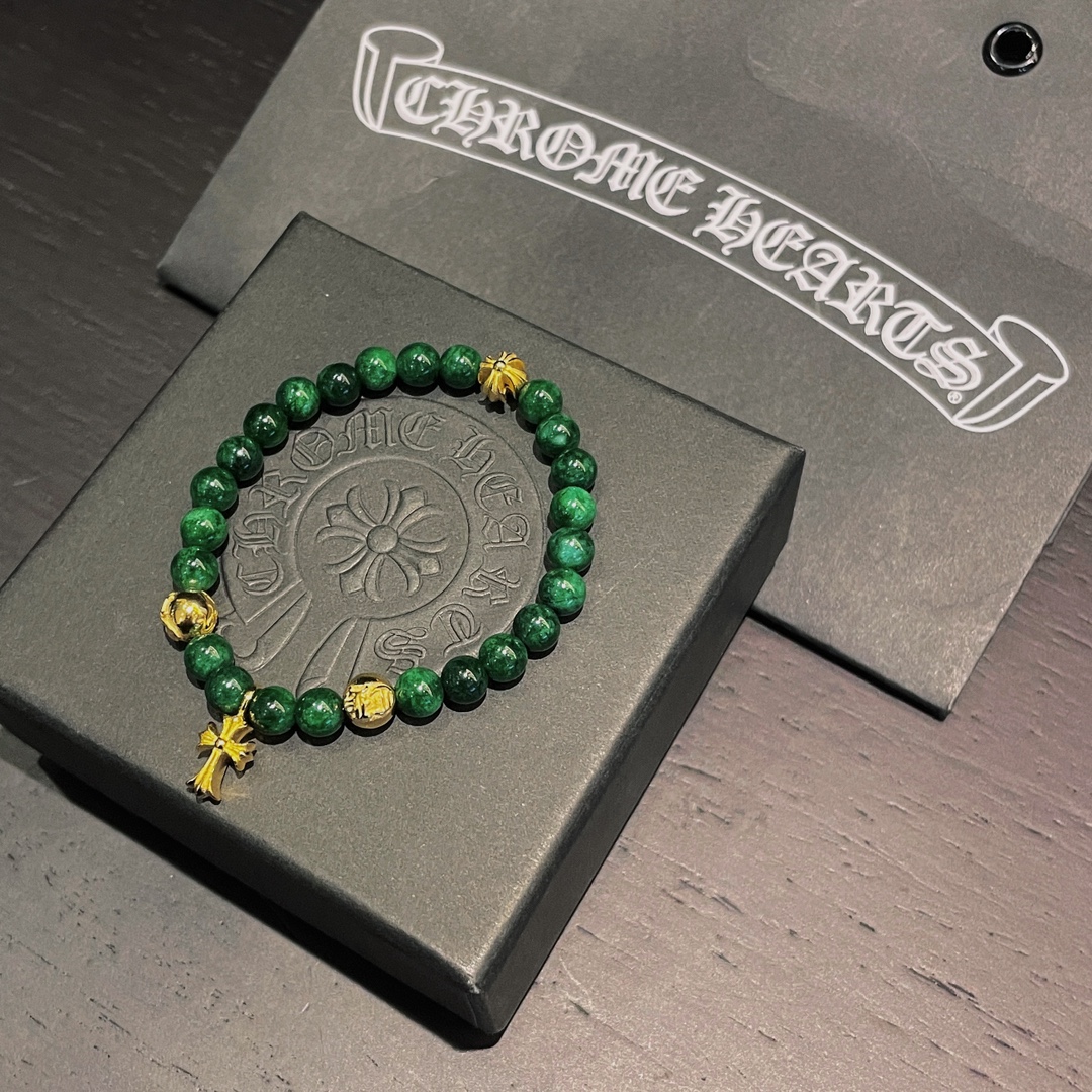 Chrome Hearts 925 실버 공작석 비드 팔찌｜6mm