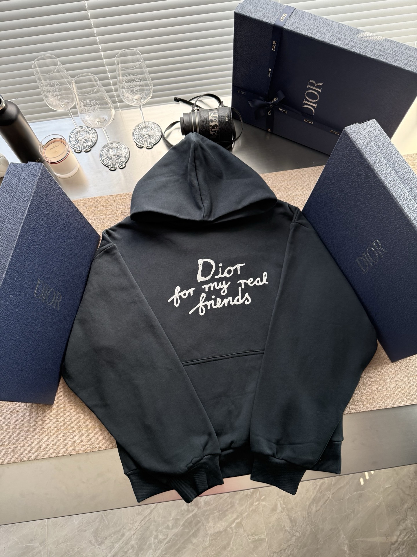 디올(Dior) 로고 디테일 코튼 후드