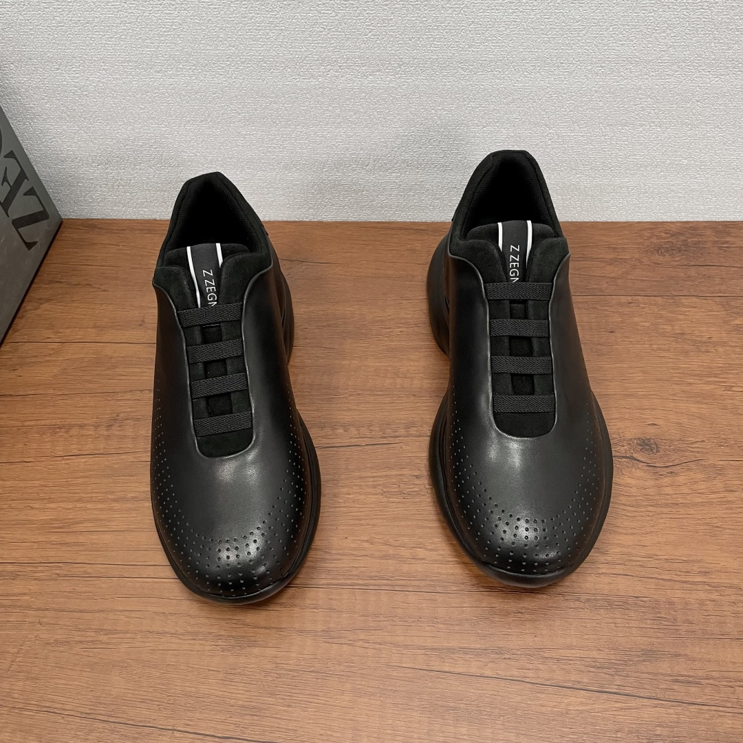 제냐 스프린터 2.0 네이비 블루 테크 레더 스니커즈