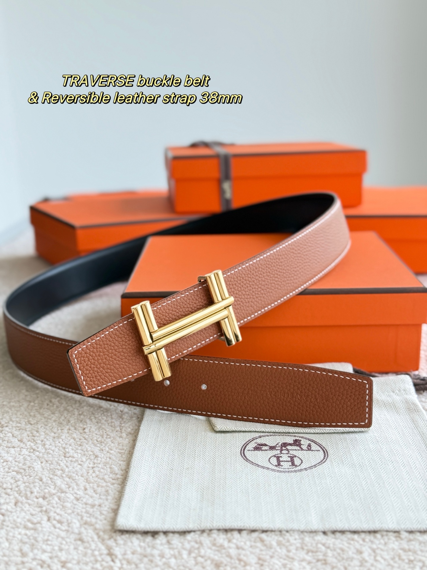 Traverse belt buckle & Reversible leather strap 38