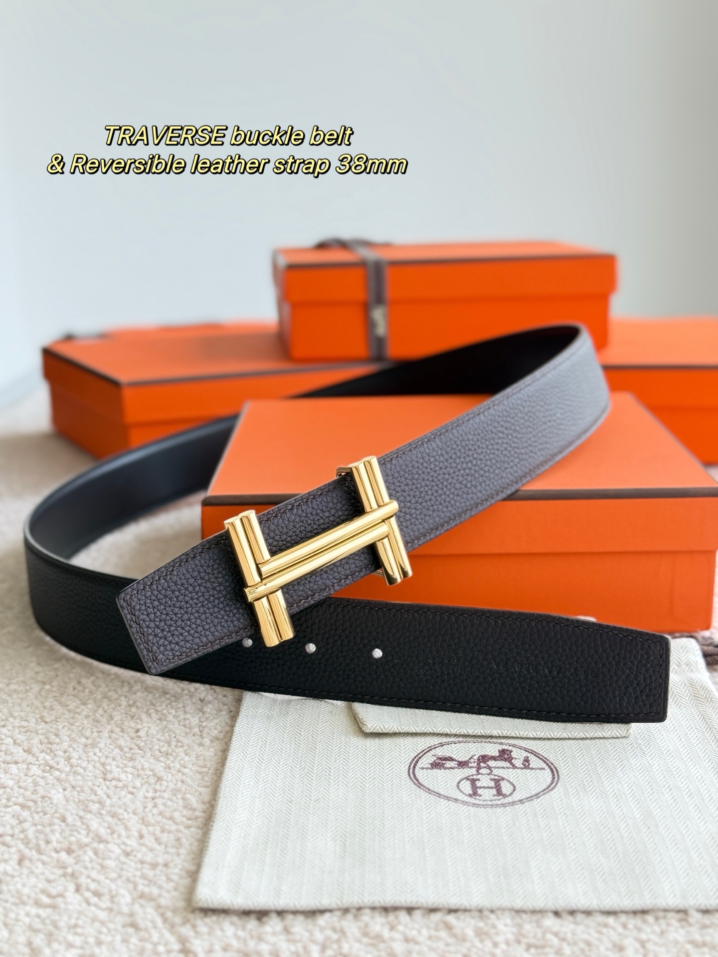 Traverse belt buckle & Reversible leather strap 38