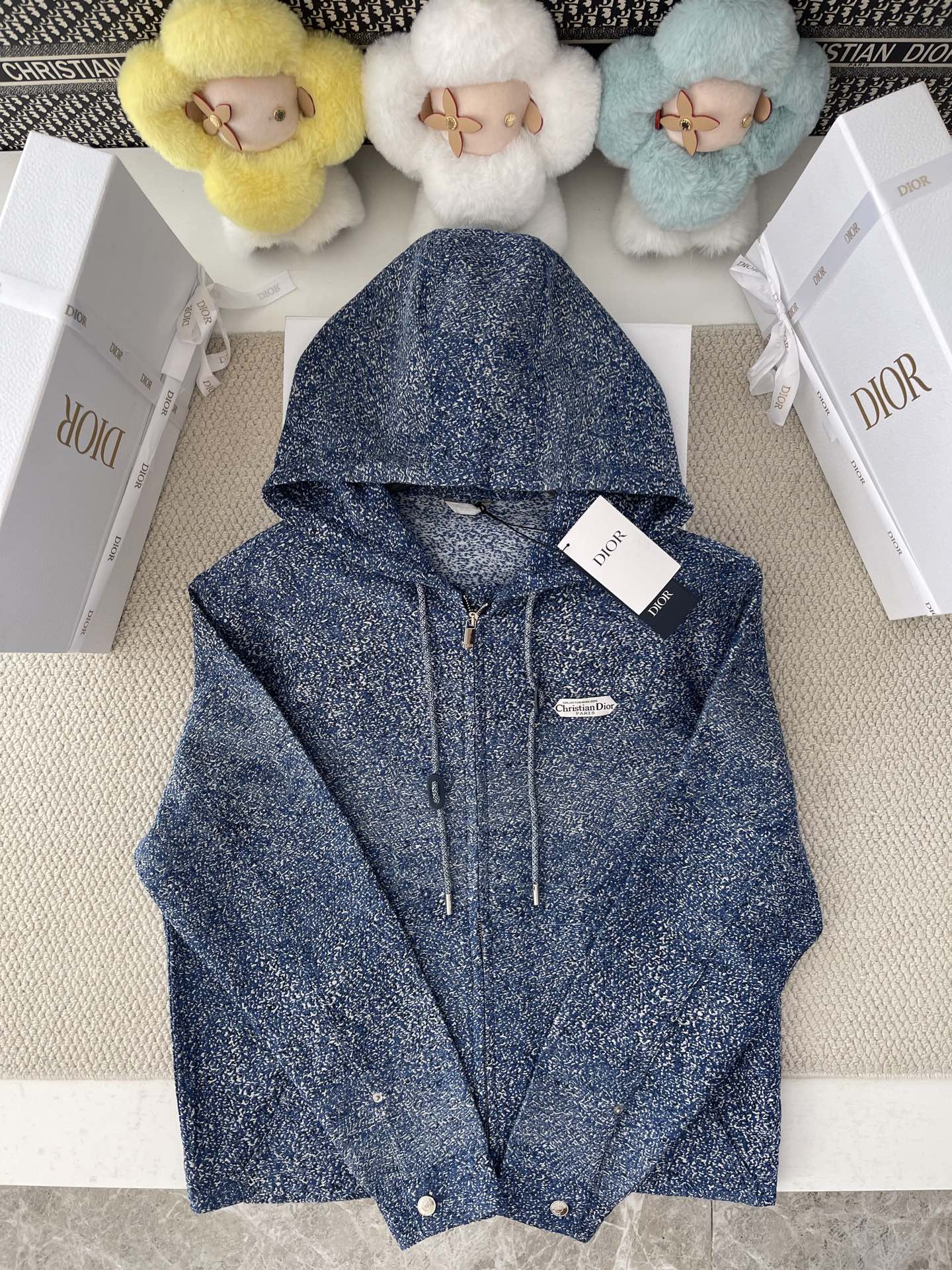 Christian Dior Paris 라벨 후드 블루종 재킷