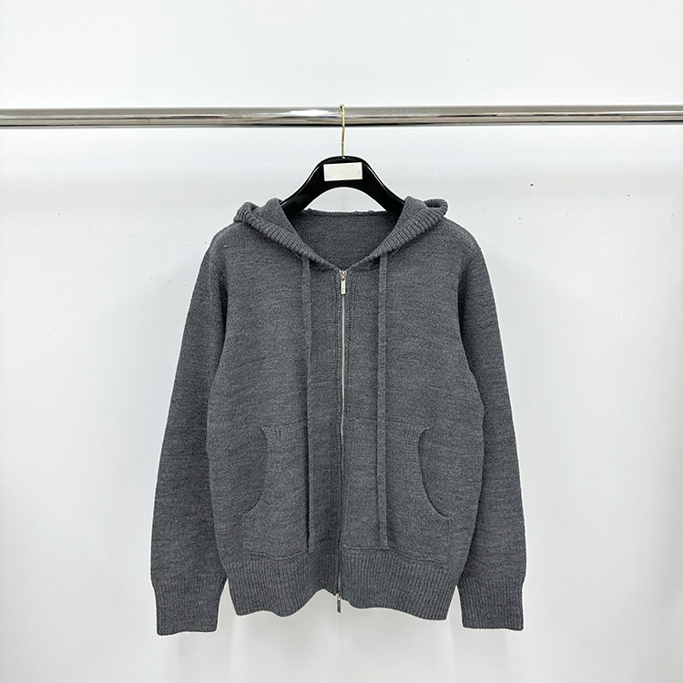 톰브라운 구스프린팅 니트 후드 집업 자켓