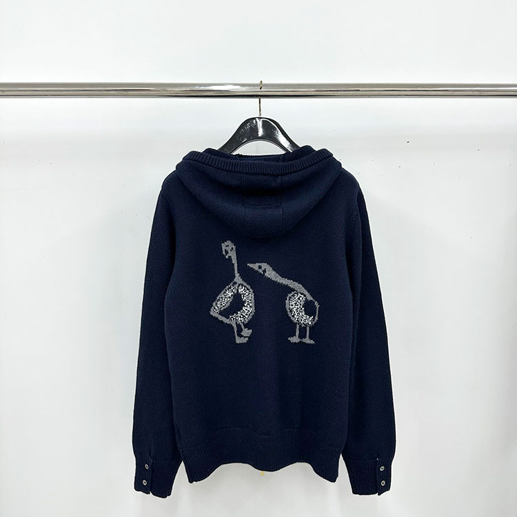 톰브라운 구스프린팅 니트 후드 집업 자켓