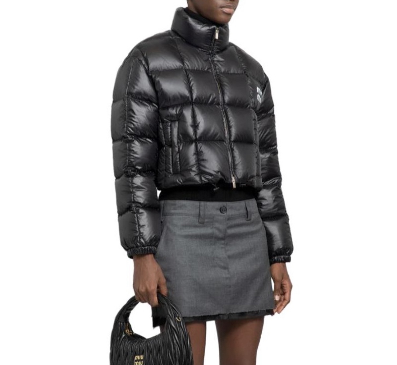 미우 미우 나일론 크롭 다운 자켓