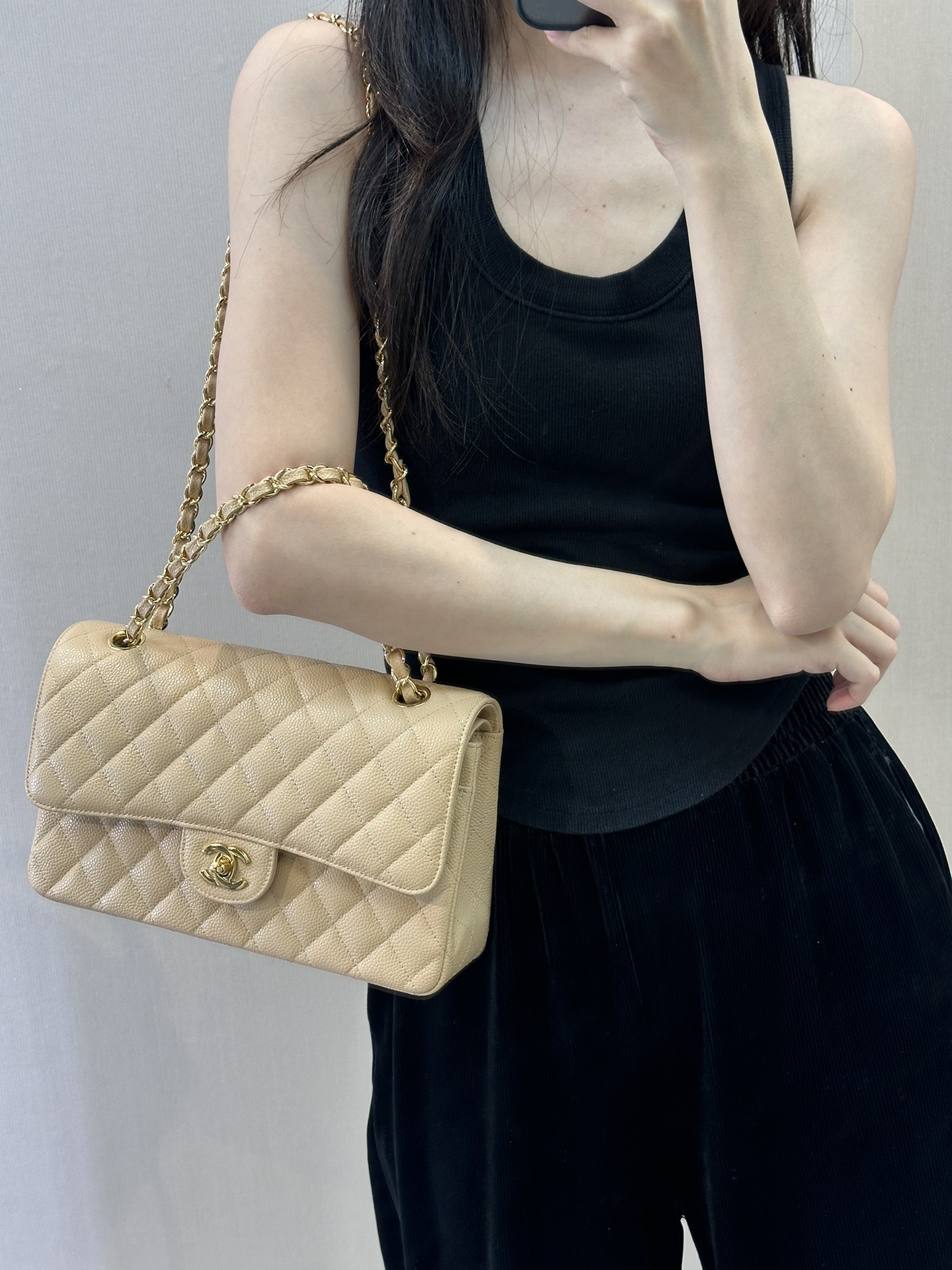 샤❤넬 클래식 캐비어 플랩백 미디움 25cm 112