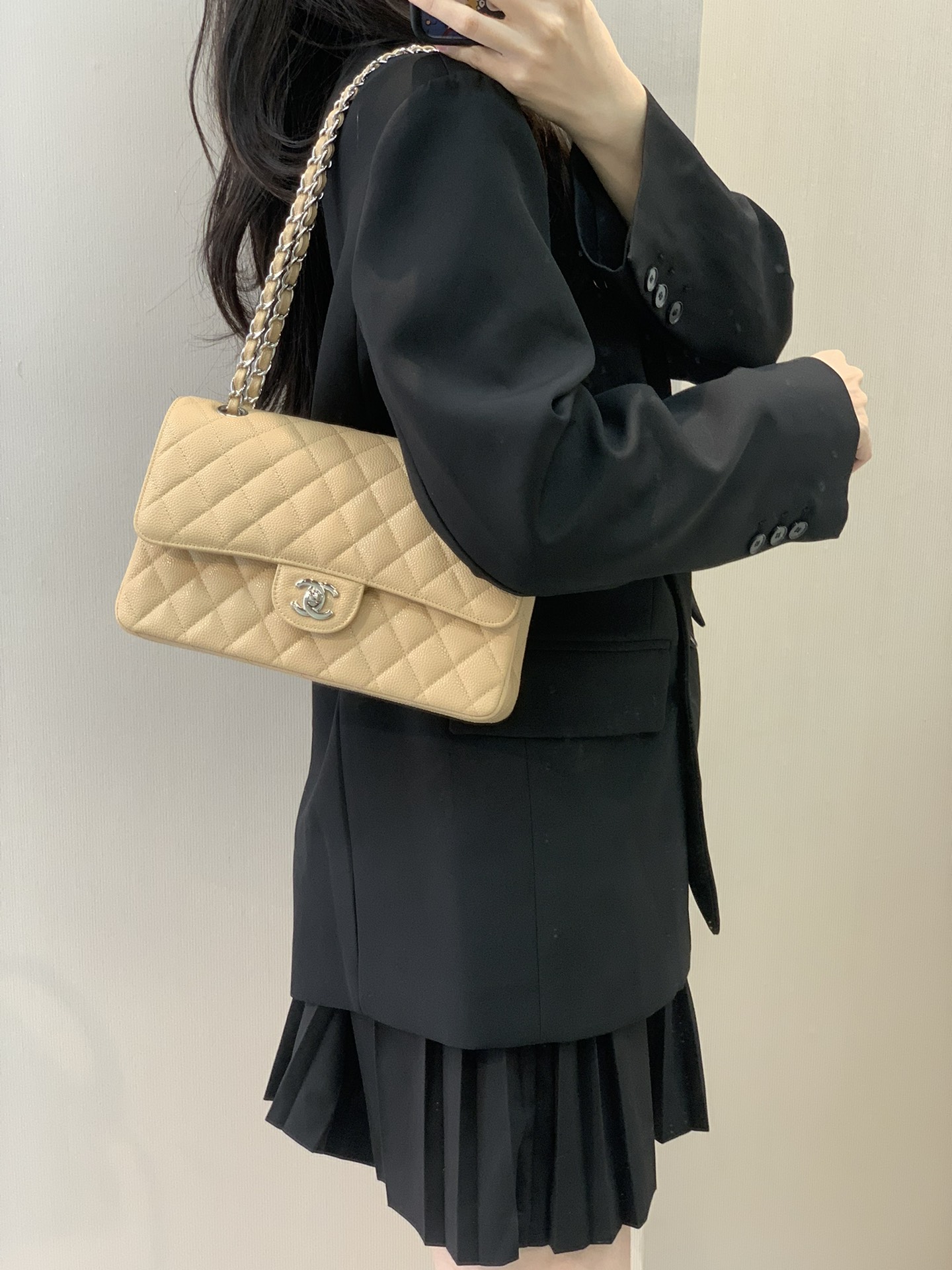 샤❤넬 클래식 캐비어 플랩백 미디움 25cm 112