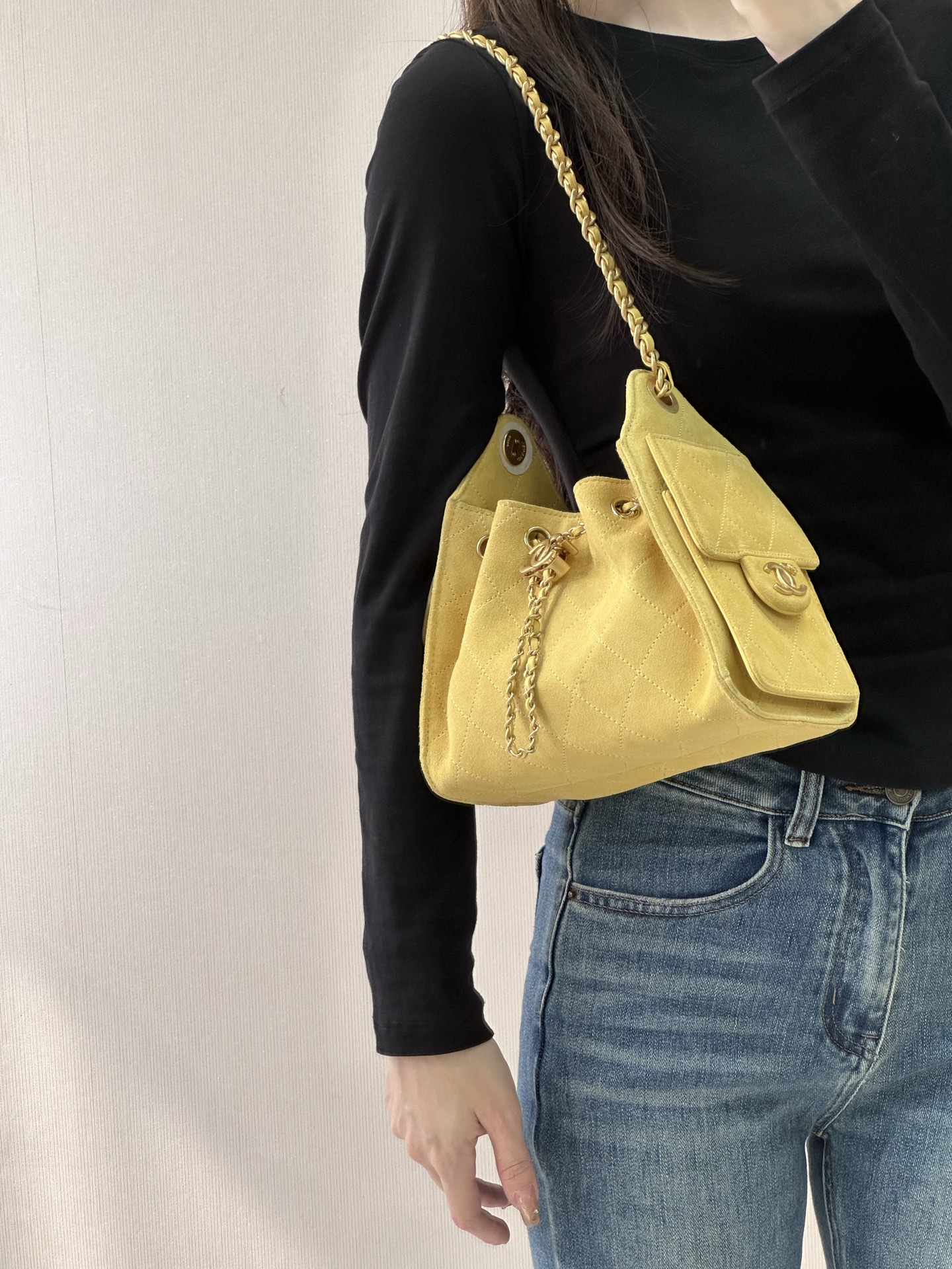 샤* 25 미니백 스웨이드 메탈릭 카프스킨  AS5631 22-20-12.5cm