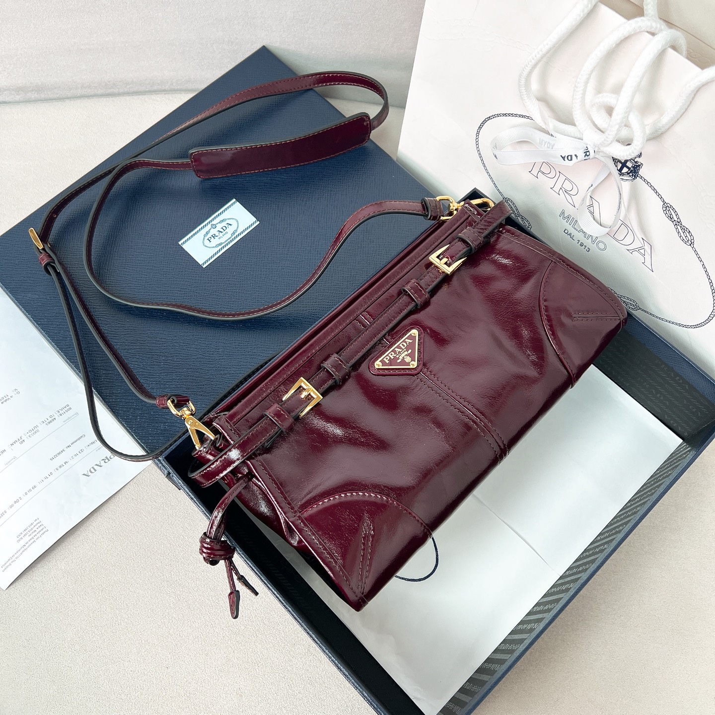 프 라 다 스몰 가죽 숄더백 퓨터 1BH215 26*14*12cm