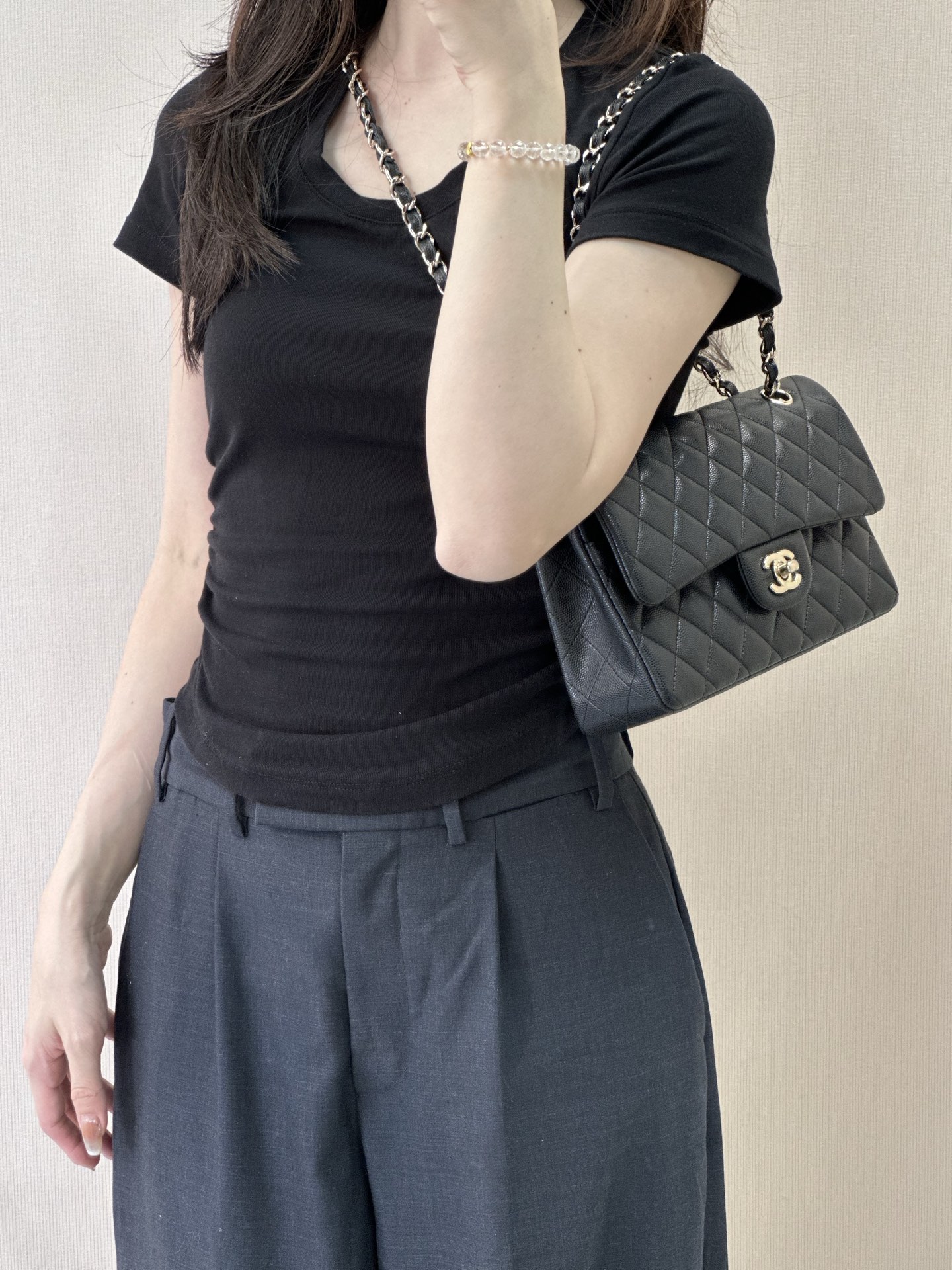 샤❤넬 클래식 캐비어 플랩백 CF23