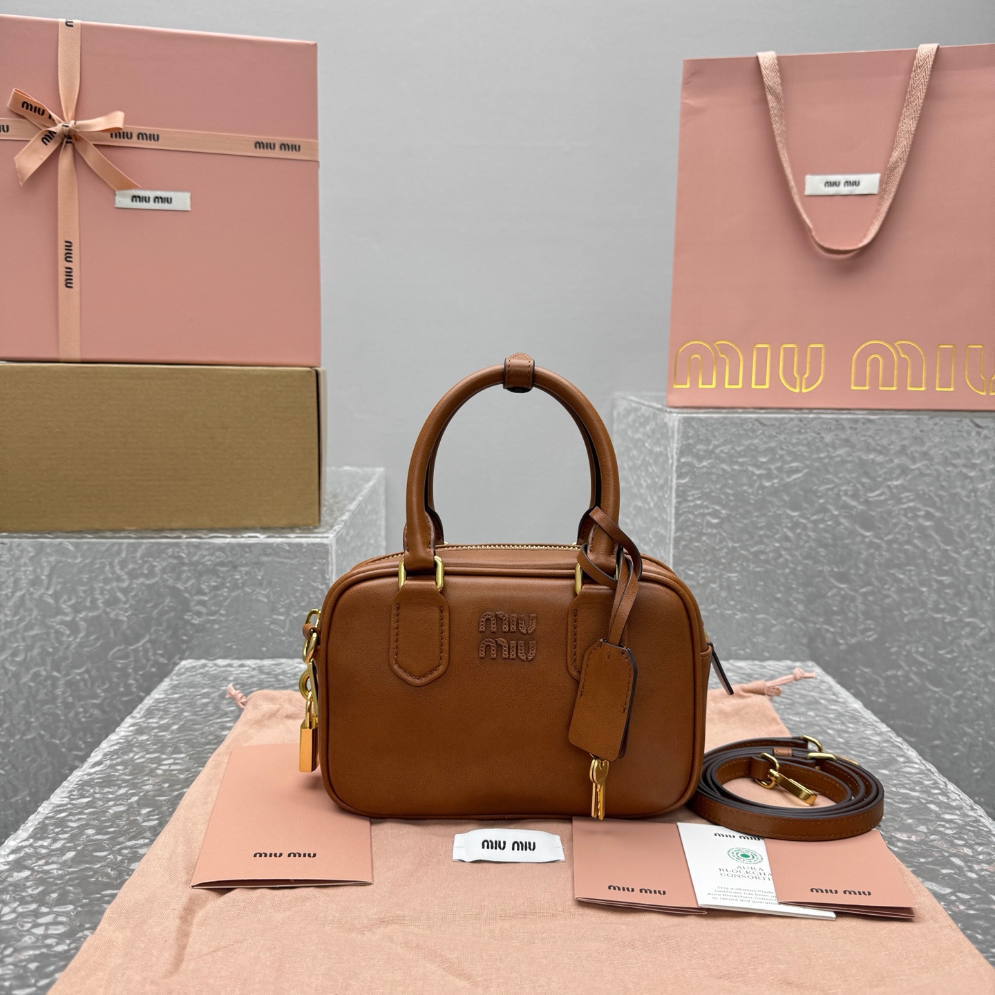 Miu Miu Arcadie Small leather tote bag 19x  13 x 6 cm