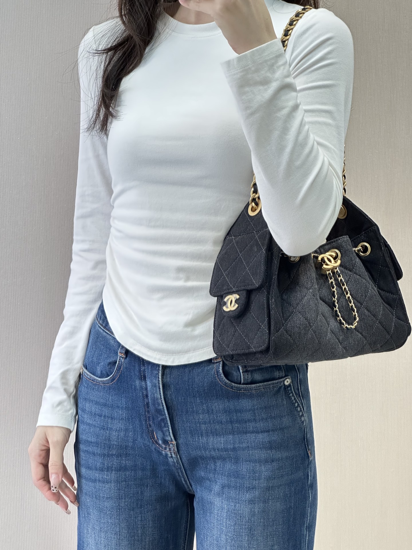 샤* 25 미니백 스웨이드 메탈릭 카프스킨  AS5631 22-20-12.5cm