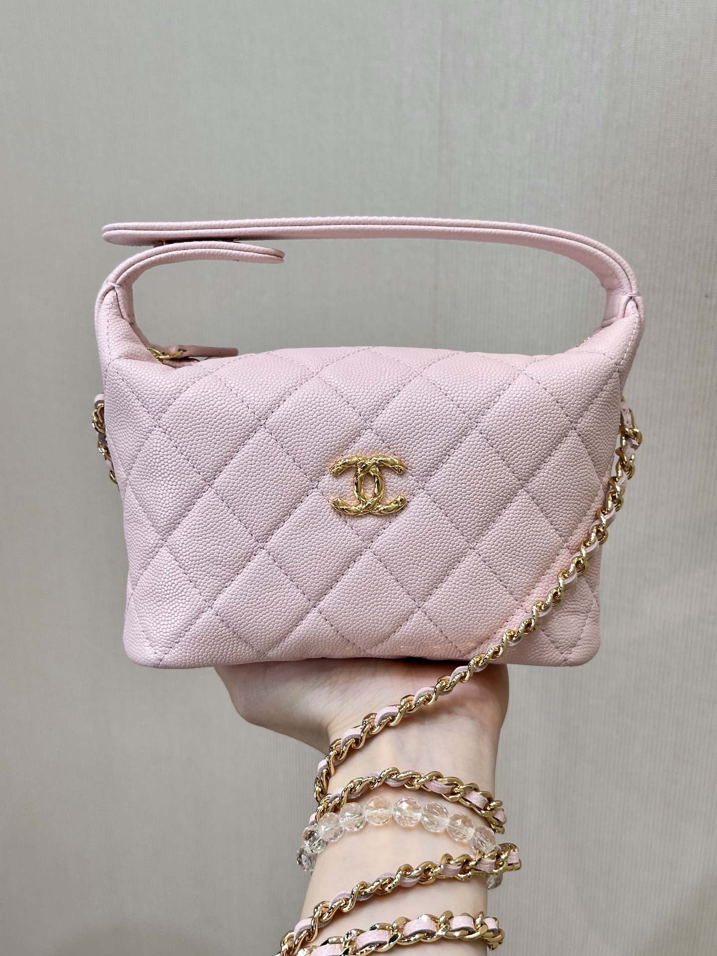 샤*  크루즈 캐비어 미니 체인 호보백 5022  21x19x6cm