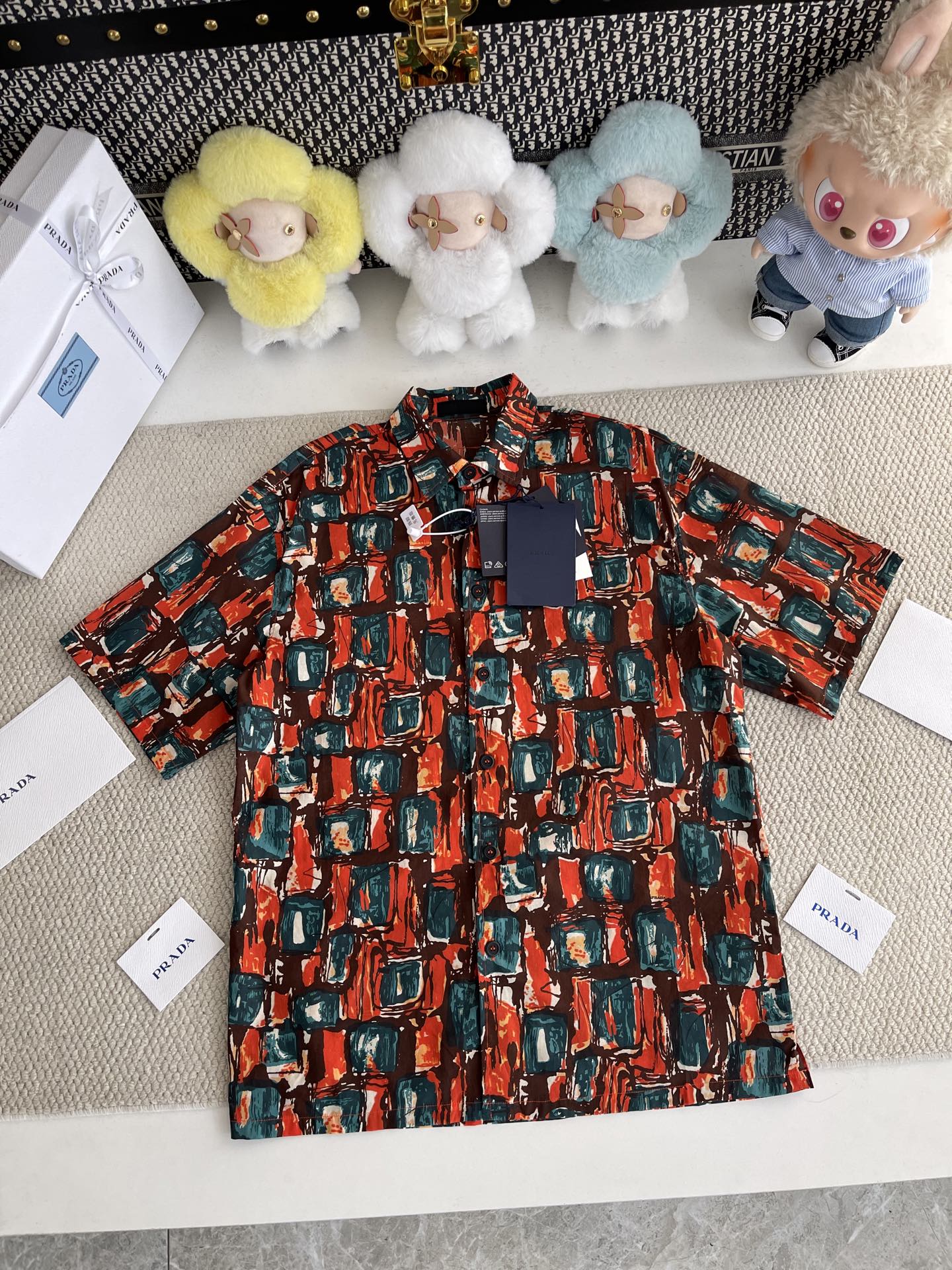 프라다 숏슬리브 코튼 셔츠