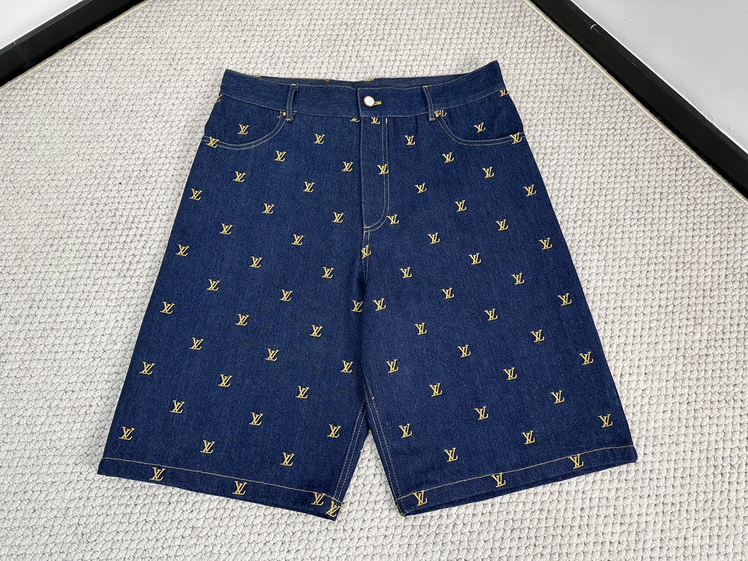 루이비통 자수 시그니처 데님 쇼츠 인디고  M 사이즈