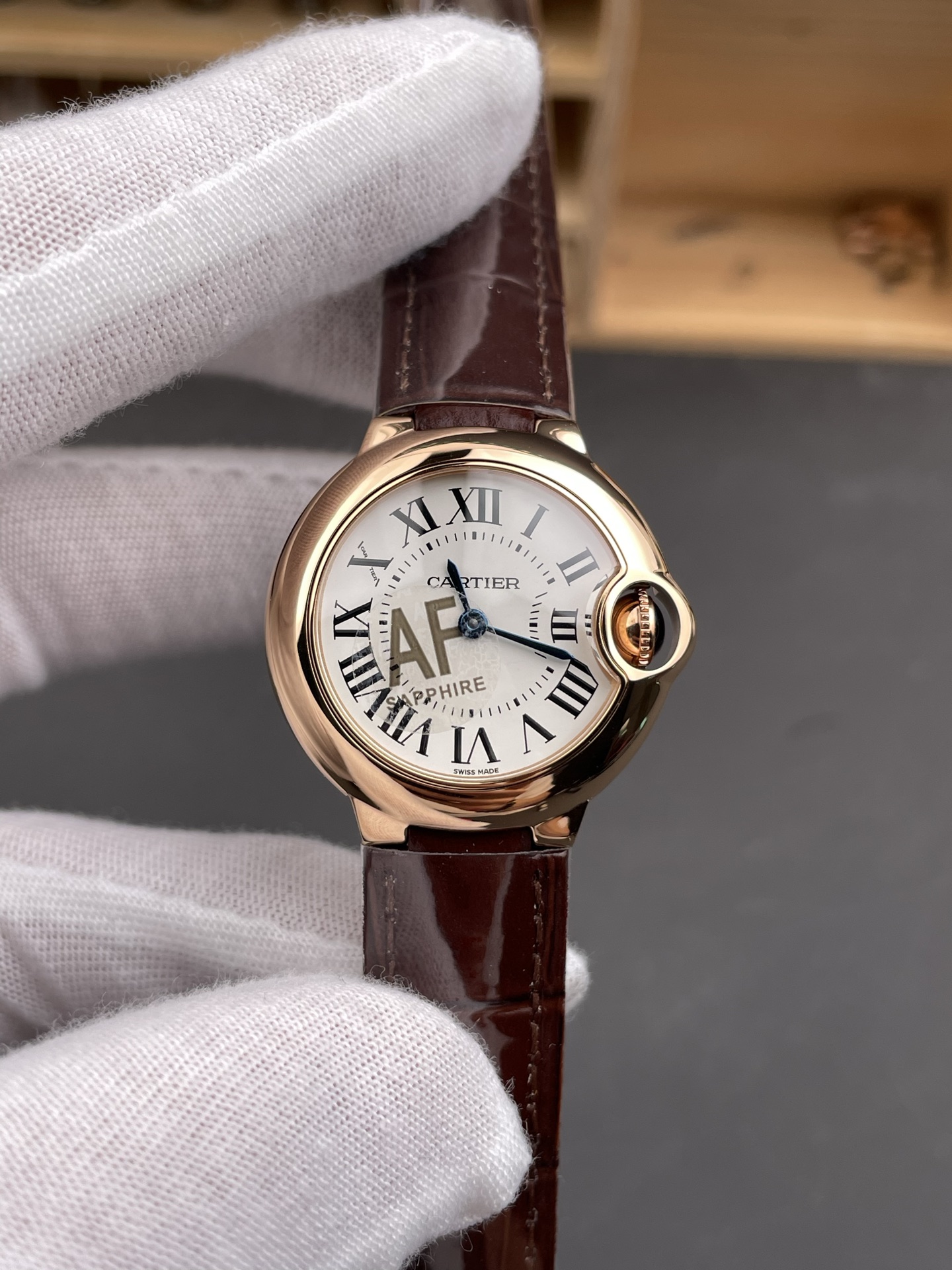 AF | 쿼츠 무브먼트 l28mm l  까르띠에 워치 발롱 블루